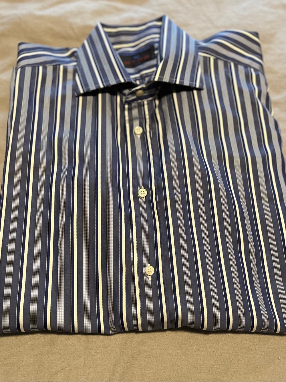 Etro size 40 , Medium blue stripes shirt made in Italy